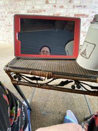 Portrait of man sitting in bus