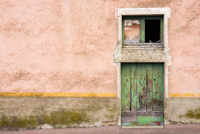 Closed door of house