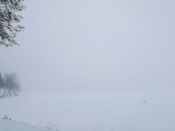 Scenic view of landscape against sky during winter