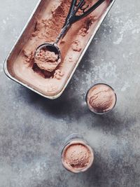 Directly above shot of chocolate ice creams on table