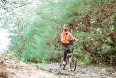 Man riding bicycle