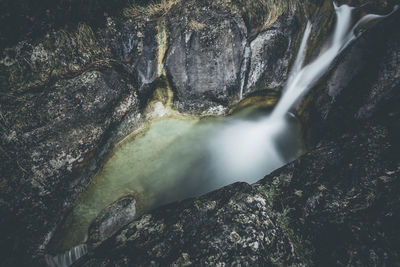 Water flowing through rocks