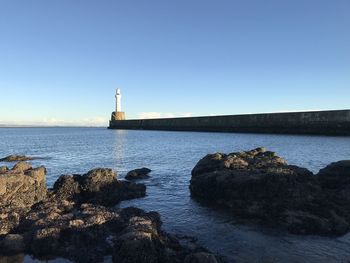 View of lighthouse at seaside