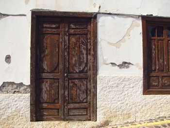 Closed door of old building