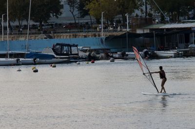 Man fishing in sea