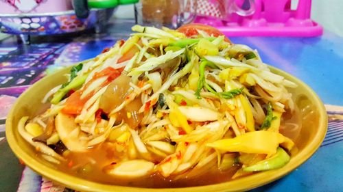 High angle view of meal served in bowl