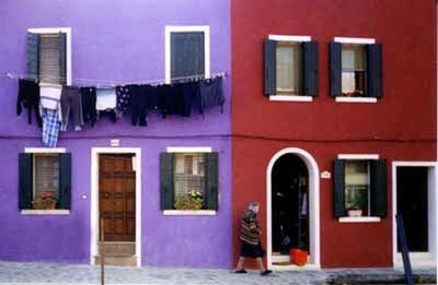 building exterior, architecture, window, residential building, built structure, purple, city, no people, outdoors, day