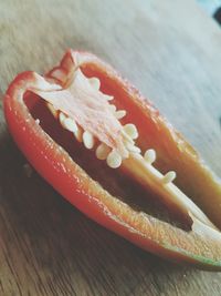 Close-up of burger on table