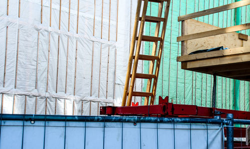 Low angle view of construction site in building