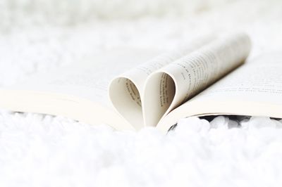 Close-up of open book on table