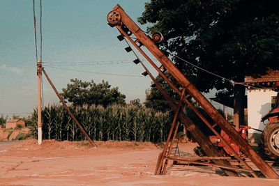 Traditional windmill against clear sky