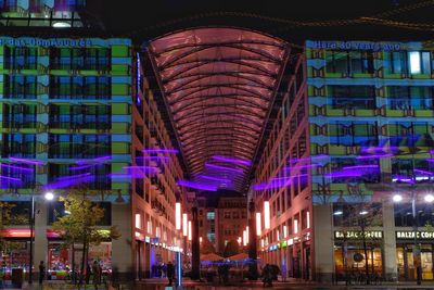 View of illuminated city at night