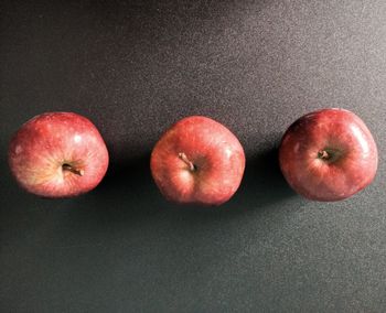 High angle view of apples on table