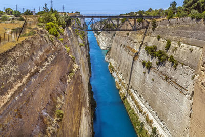 High angle view of dam on river