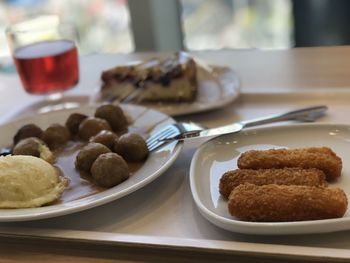 Close-up of food in plate on table