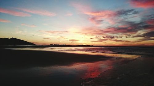 Scenic view of sea at sunset