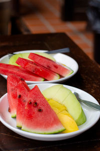 Close-up of dessert in plate on table