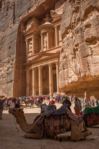 Group of people in front of historical building