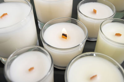 Close-up of tea light candles