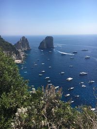 Scenic view of sea against clear sky