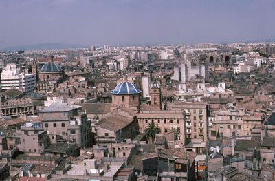 High angle view of buildings in city