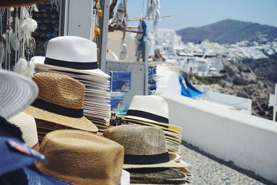 View of chairs at beach