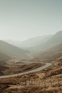 Scenic view of mountains against clear sky