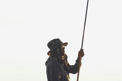 Low angle view of statue against clear sky