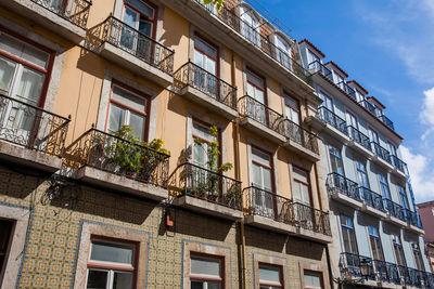 Architecture of the antique buildings at lisbon city center