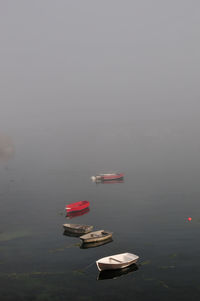 High angle view of boat in lake