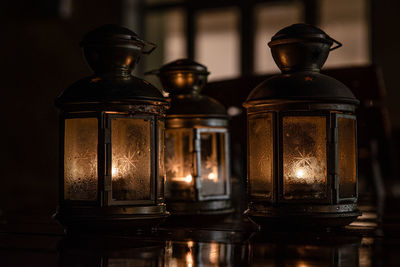 Close-up of bottles on table
