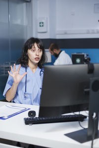 Businesswoman working at office