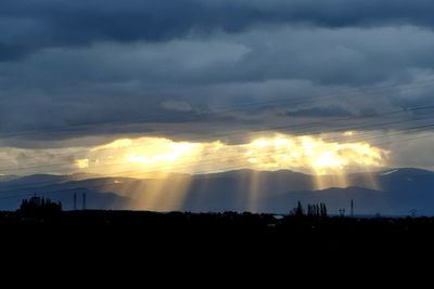 Scenic view of silhouette landscape against sky during sunset