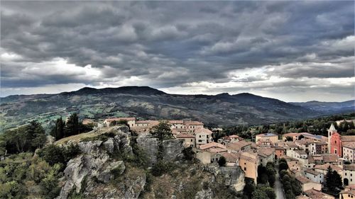 High angle view of townscape against sky