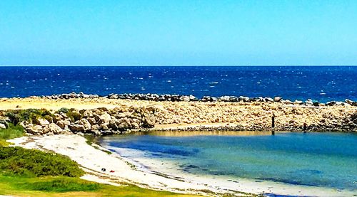 Scenic view of sea against clear sky