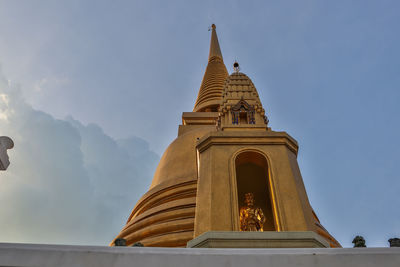 Low angle view of temple building against sky