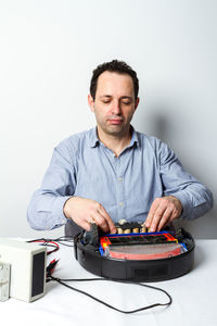 Man sitting on table