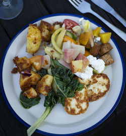 High angle view of meal served in plate
