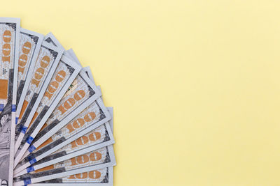 Close-up of yellow wall against white background