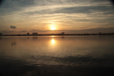 Scenic view of sunset over river
