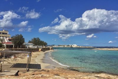 Scenic view of beach against sky