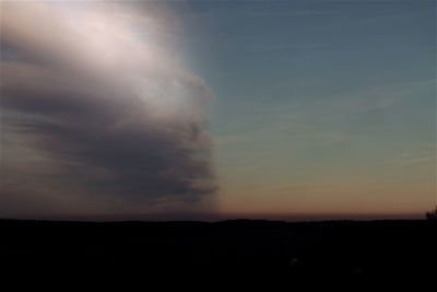 Silhouette landscape against sky at sunset