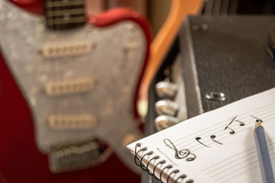 Close-up of symbols on sheet music