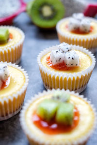 Close-up of cupcakes on table