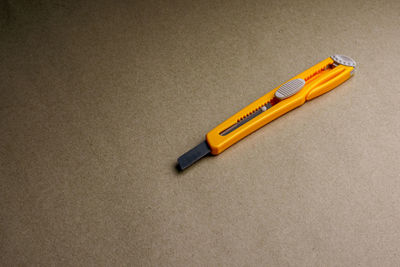 High angle view of colored pencils on table