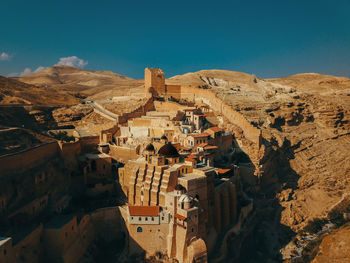 High angle view of buildings in city