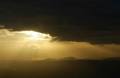 Scenic view of landscape against sky during sunset