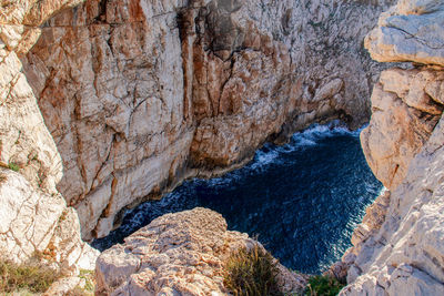 Low angle view of rock formations