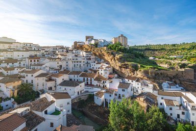 High angle view of townscape against sky