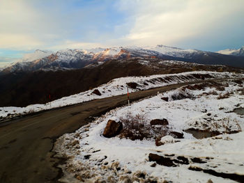 Snow covered mountain against sky